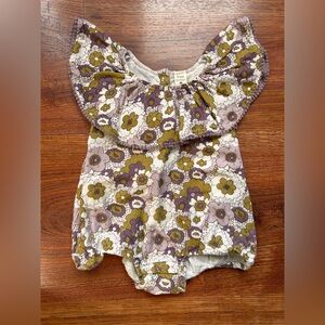 Kate Quinn Purple and Gold Floral Romper